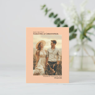 Coral Peach Vertikales Foto Minimalistische Hochze Save The Date