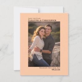 Coral Peach Vertikales Foto Minimalistische Hochze Save The Date
