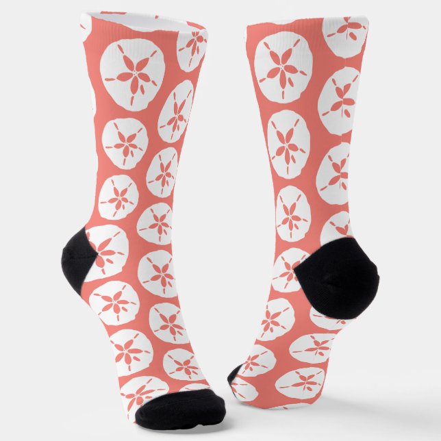 Coral Peach White Beach Wedding Socken (Gewinkelt)