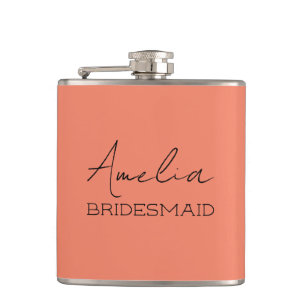 Coral Personalisiert Bridesmaid Flachmann