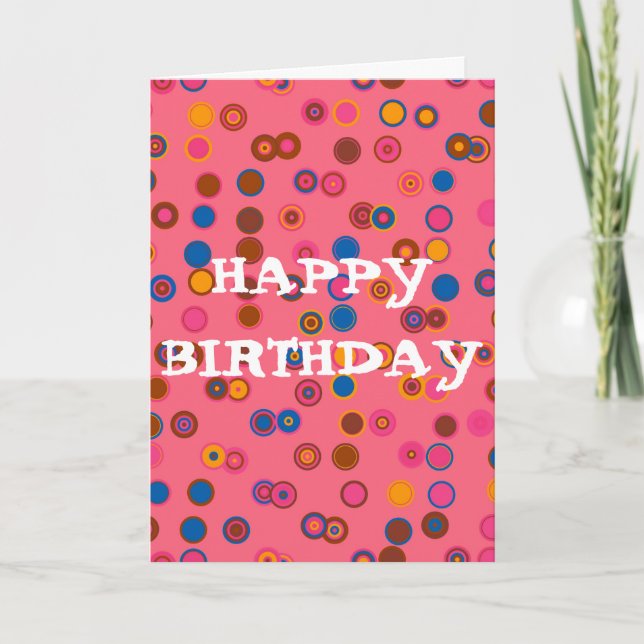 Coral Pink Blegum geometrische Happy Birthday Karte (Vorderseite)