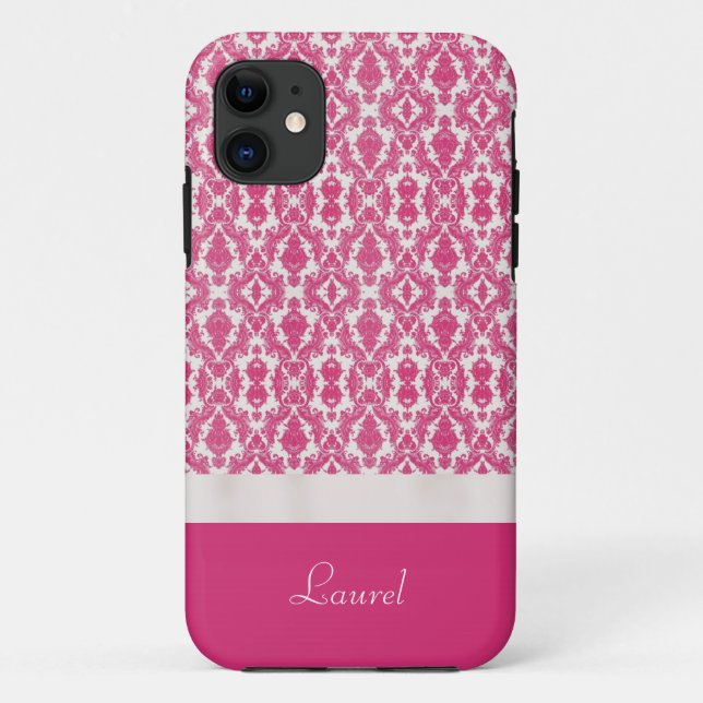 Coral Pink Damask Personalisiertes iPhone 5 Fall Case-Mate iPhone Hülle (Rückseite)