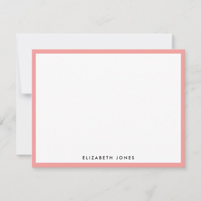 Coral Pink Einfach Moderne Klassik Minimalistisch Mitteilungskarte (Vorderseite)