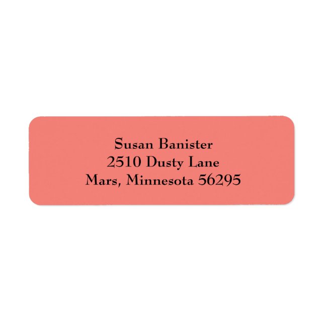 Coral Pink Einfache Schlichte Rücksendeadressen-Au (Vorne)