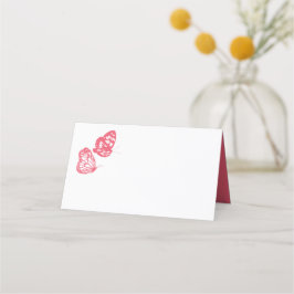Coral Pink Floral Butterfly Garden Hochzeit Platzkarte