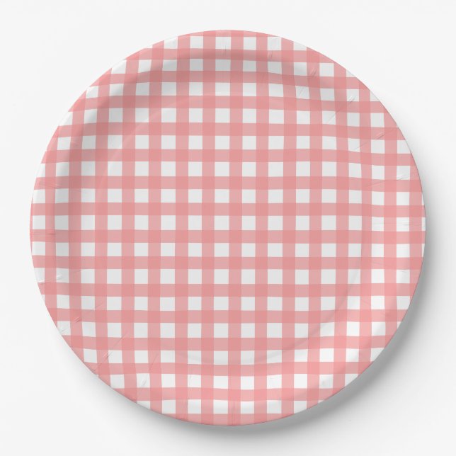 Coral Pink Gingham Paper Teller (Vorderseite)