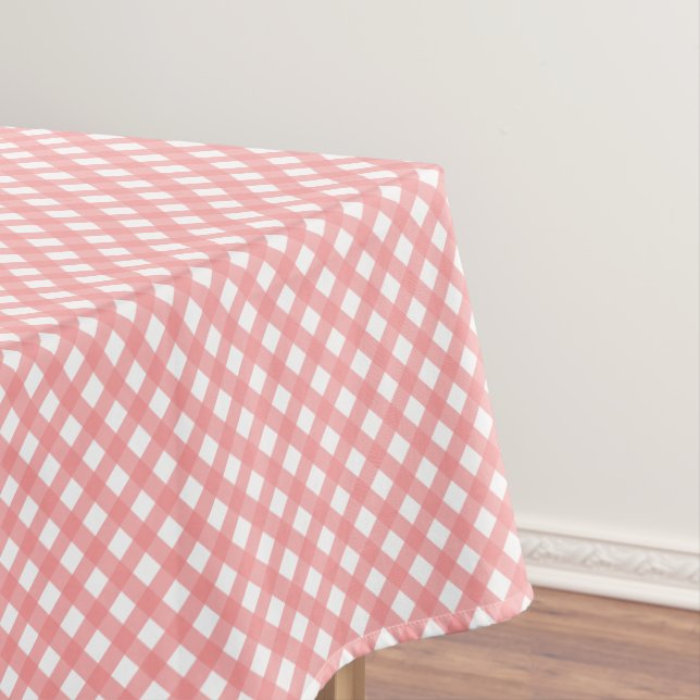 Coral Pink Gingham Pattern Tischdecke (Beispiel)