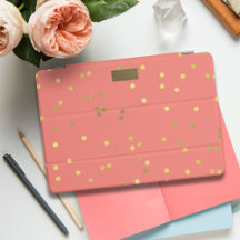 Coral Pink Gold Confetti Sprinkles Monogramm