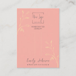 Coral Pink Leaf QR Schmuck Hairclip Display Card Telefonnummerkarte