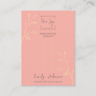 Coral Pink Leaf QR Schmuck Hairclip Display Card Telefonnummerkarte