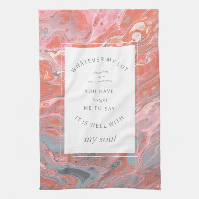 Coral Pink Marble Christlich Hymne Küchentuch (Vertikal)