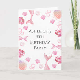 Coral Pink Mermaid Geburtstag Einladung