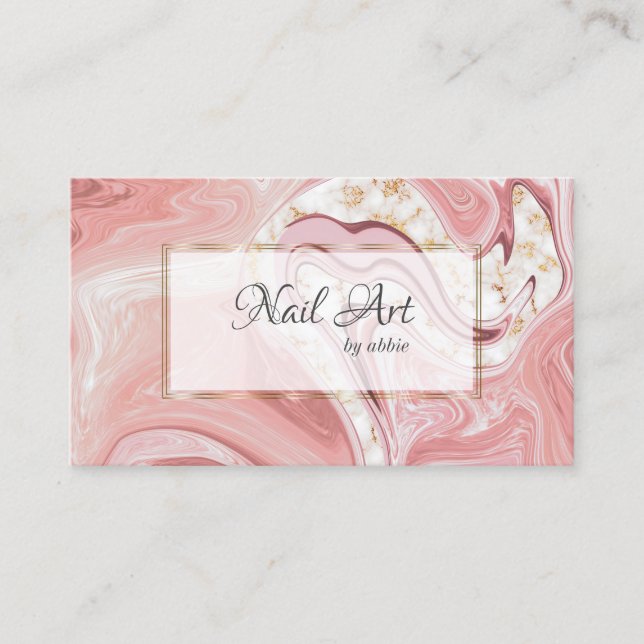 Coral Pink Nail Artist Agate Wirbel Visitenkarte (Vorderseite)