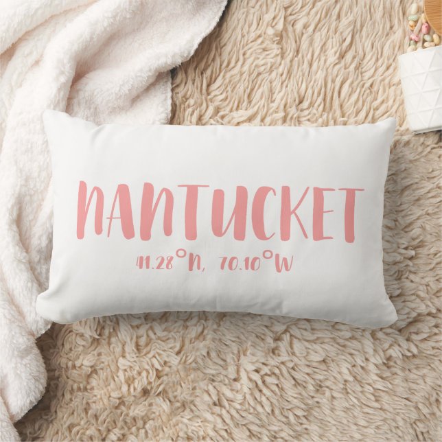 Coral Pink Nantucket Coordinates Beach House Lendenkissen (Decke)