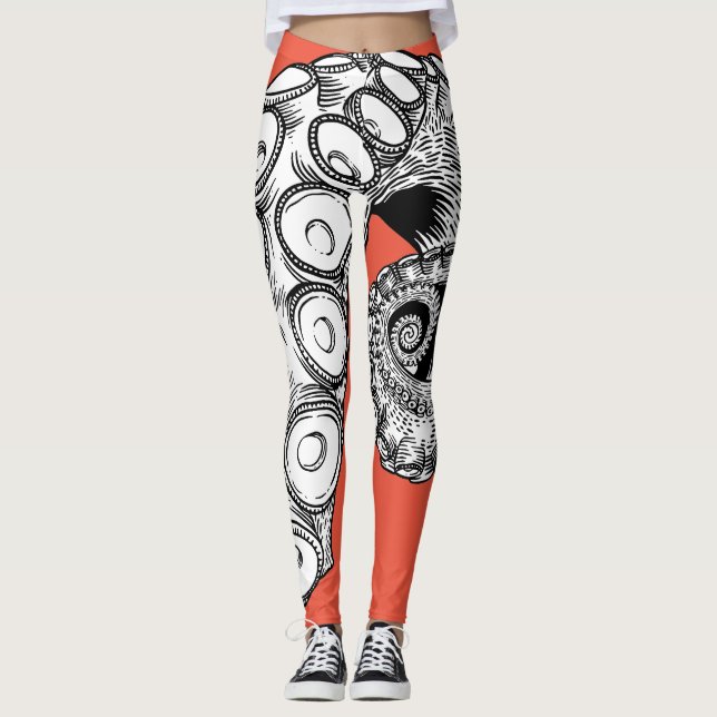 Coral Pink Octopus Tentacle Leggings (Vorderseite)