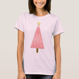 Coral Pink Ombre Moderner Weihnachtsbaum T-Shirt
