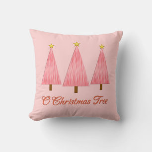 Coral Pink Ombre Muster Moderne Weihnachtsbäume Kissen