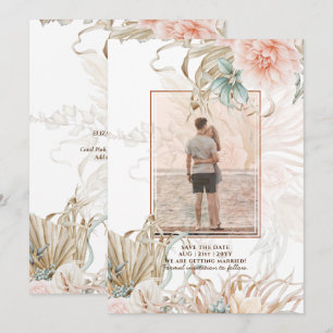 Coral Pink Pampas Grass FOTO Hochzeit Save The Date