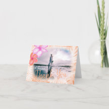 Coral, Pink Plumeria Blume Danke Karte