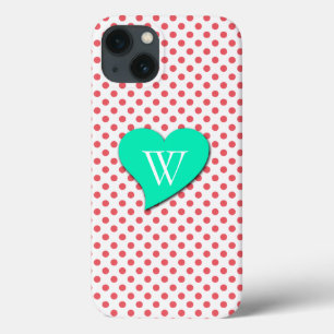 Coral Pink Polka Dots Monogram von Shirley Taylor Case-Mate iPhone Hülle