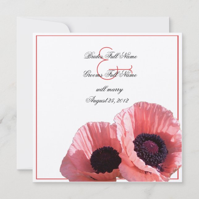 Coral Pink Poppies Einladung (Vorderseite)