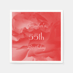 Coral Pink Rose, 55. Geburtstagsparty Paper Serviette