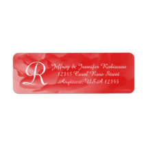 Coral Pink Rose Name and Address Monogram Elegant