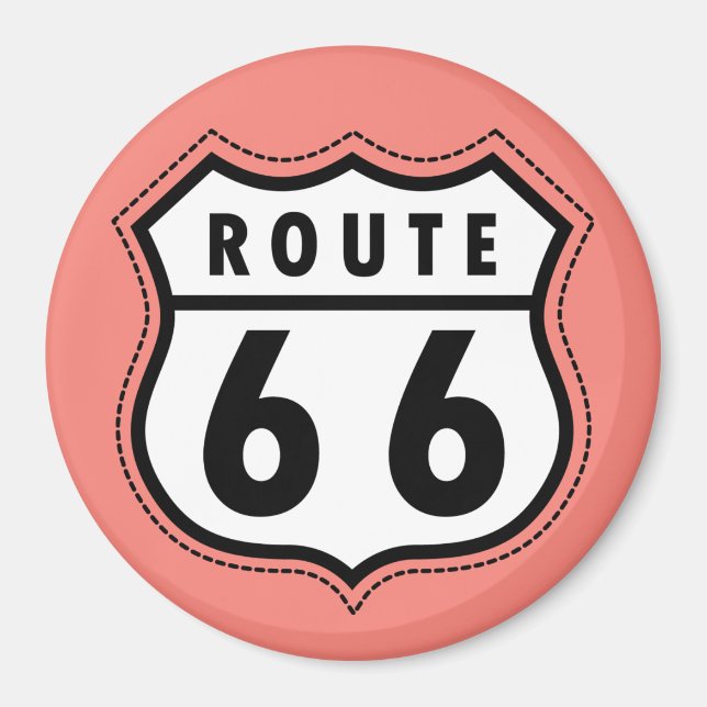 Coral Pink Route 66 Zeichen Magnet (Vorne)
