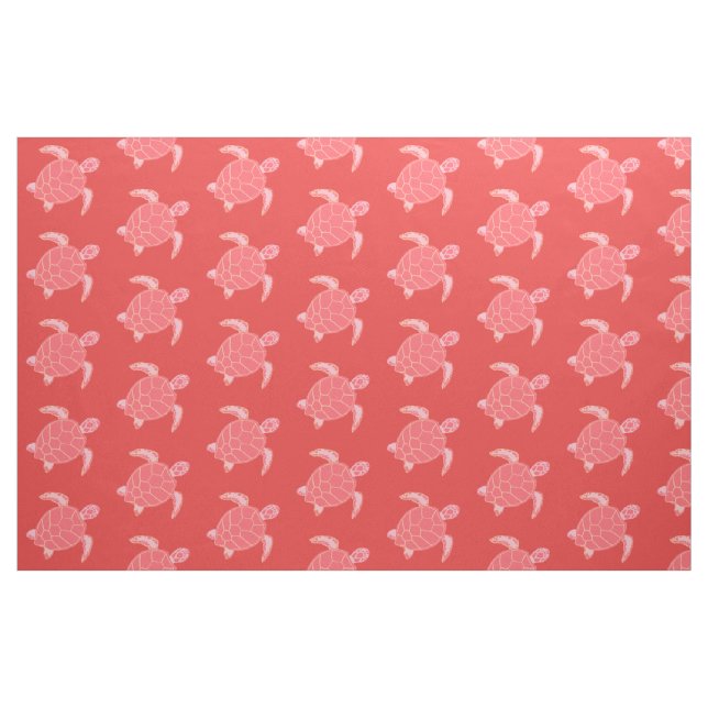 Coral Pink Sea Turtles Pattern Stoff (Fat Quarter (45,7 x 55,9 cm))