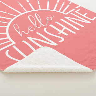 Coral Pink Simple Modern Hello Sunshine Sherpadecke
