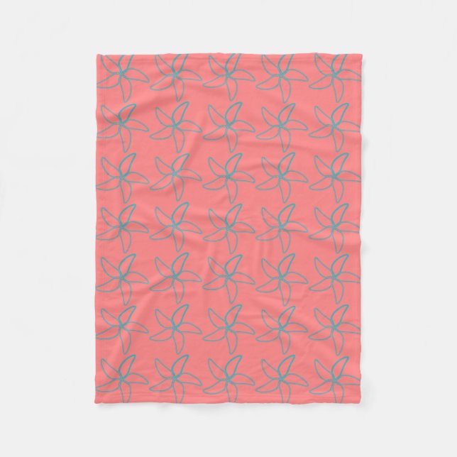 Coral Pink Starfish Fleece Blanket (Vorderseite)