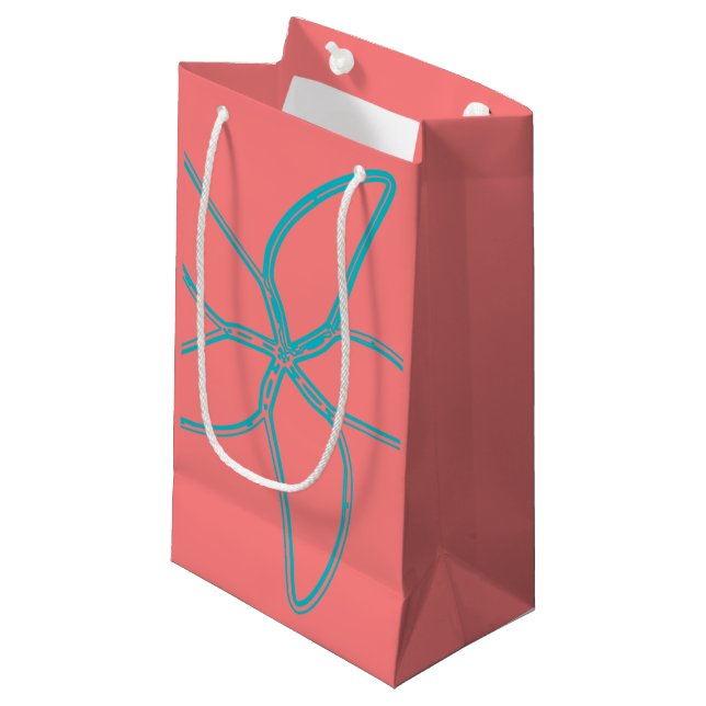 Coral Pink Starfish Kleine Geschenktasche Kleine Geschenktüte (Vorderseite Schrägansicht)