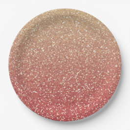 Coral Pink und Gold Imitate Glitzer Pappteller