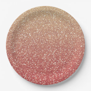 Coral Pink und Gold Imitate Glitzer Pappteller