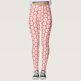 Coral Pink White Sand Dollar Sommer Beach gedruckt Leggings