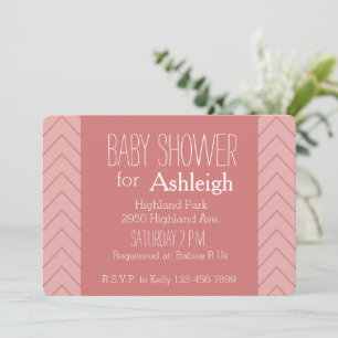 Coral Pink Zickzack Babydusche Einladung
