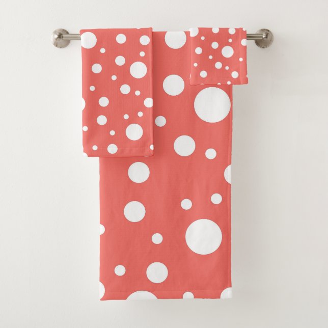 Coral Polka Dot Badhandtuch Set (Insitu)
