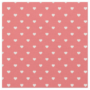 Coral Polka Dot Hearts Stoff