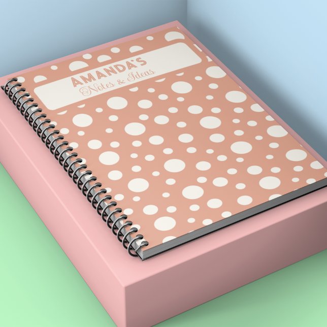 Coral Polka Dot Patterns - custon name Notizblock (Personalized Blush Polka Dot – Soft Peach Minimal Notebook)