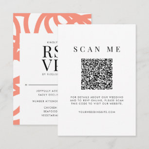 Coral Pop Moderner Minimalistischer Abstrakt RSVP Karte