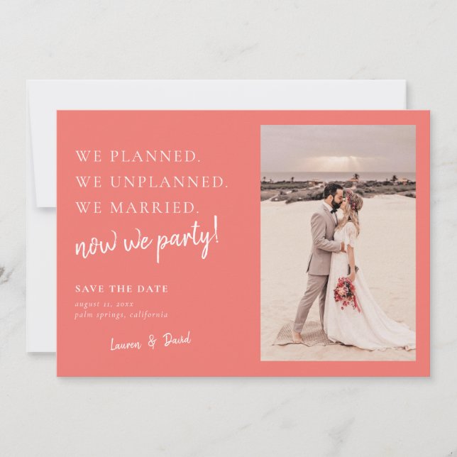 Coral Post Wedding Update Save the Date (Vorderseite)