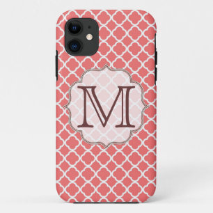 Coral Quaterfoil Latti Monogram IPHONE 5 Fall iPhone 11 Hülle