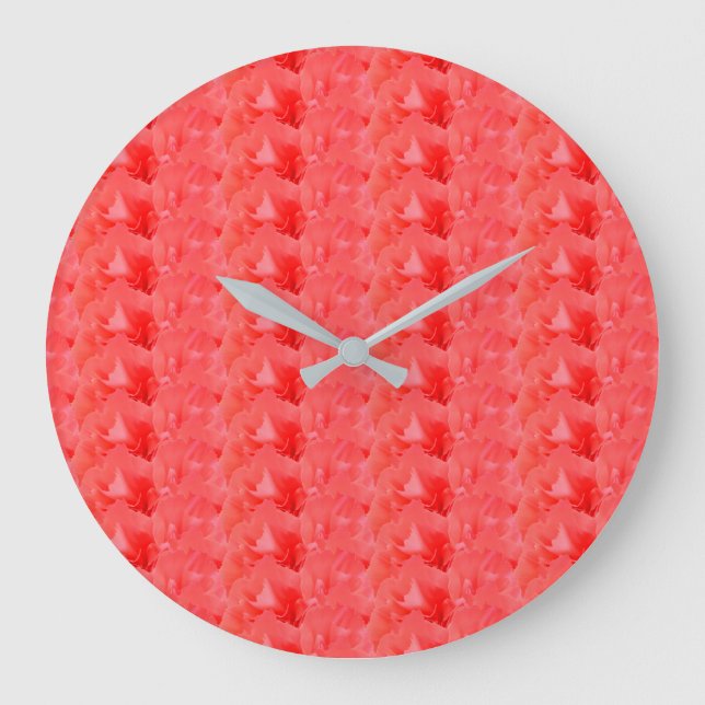 Coral Red Carnation - Modernes Blumendesign Große Wanduhr (Vorderseite)