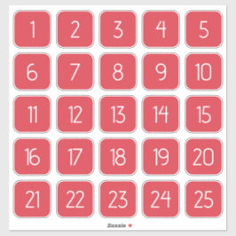 Coral Red Customizable Square Number Stickers  Aufkleber