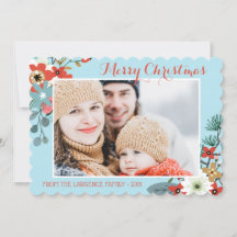 Coral Red Floral Blue Weihnachten Foto