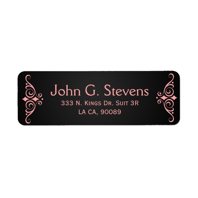 Coral Red Floral Ornament on Black (Vorne)