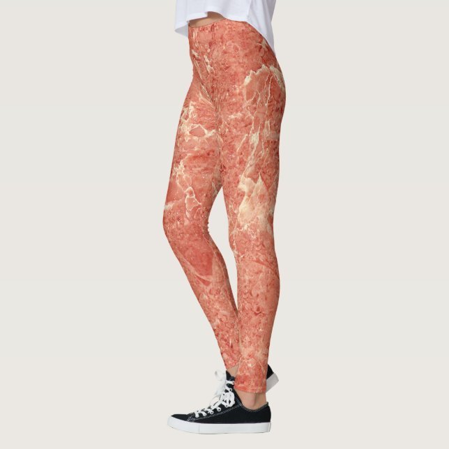 Coral Red Marble Texture Leggings (Links)