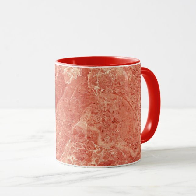 Coral Red Marble Texture Tasse (VorderseiteRechts)