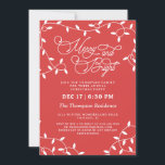 Coral Red Merry String Lights Weihnachts-Party Einladung<br><div class="desc">Korallenrot-weiße Weihnachtsfeiertage mit Lichtern,  die über die fröhliche und helle Weihnachtszeit der Party Einladung rollen.</div>