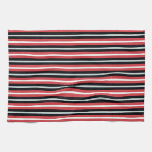 Coral Red Navy Blue White Stripes Geschirrtuch